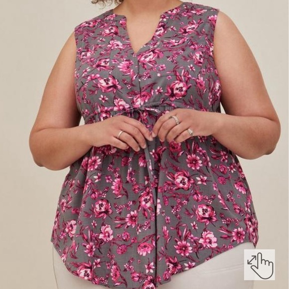 Torrid grey and pink floral hi low blouse sz 00. - Picture 1 of 15